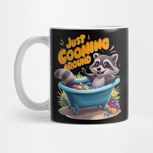 Just Cooning Mischievous Raccoons Bath Adventure Mug